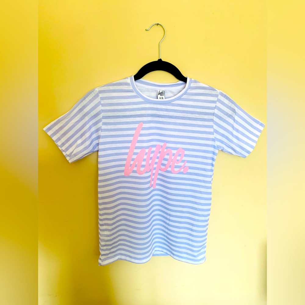 Hype Girls Multicolor Logo Script Stripe Short Sleeve T-Shirt